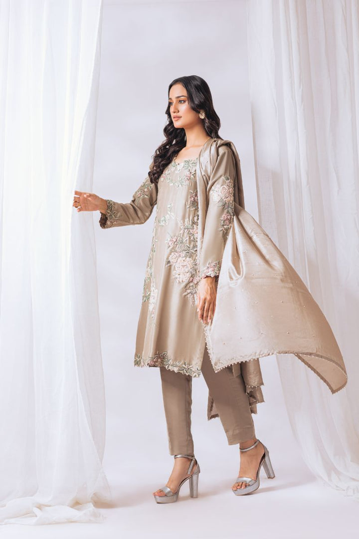 Khayal by Shaista Hasan - Pastel Rosette - Raw Silk - 3 Piece