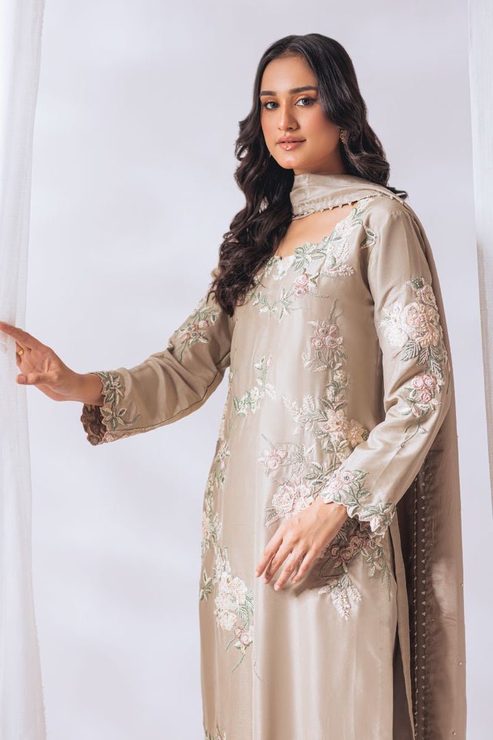 Khayal by Shaista Hasan - Pastel Rosette - Raw Silk - 3 Piece