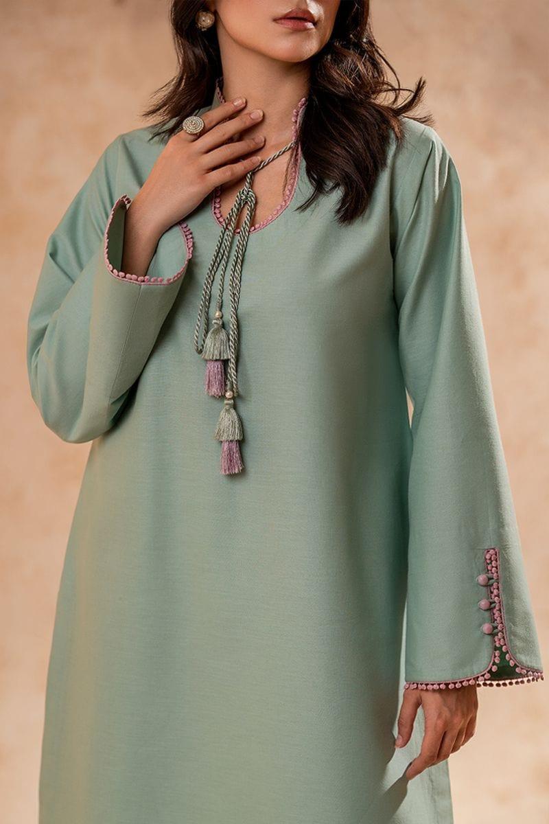 Fozia Khalid - Pastel Turquoise Tunic with Trouser - Cotton - 2 Piece - Studio by TCS