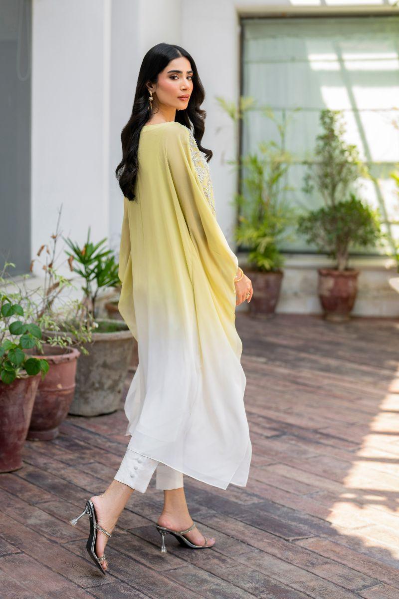 Natasha Kamal - Peridot - shaded kaftan - Georgette with slip of crepe de chin - 2 Piece