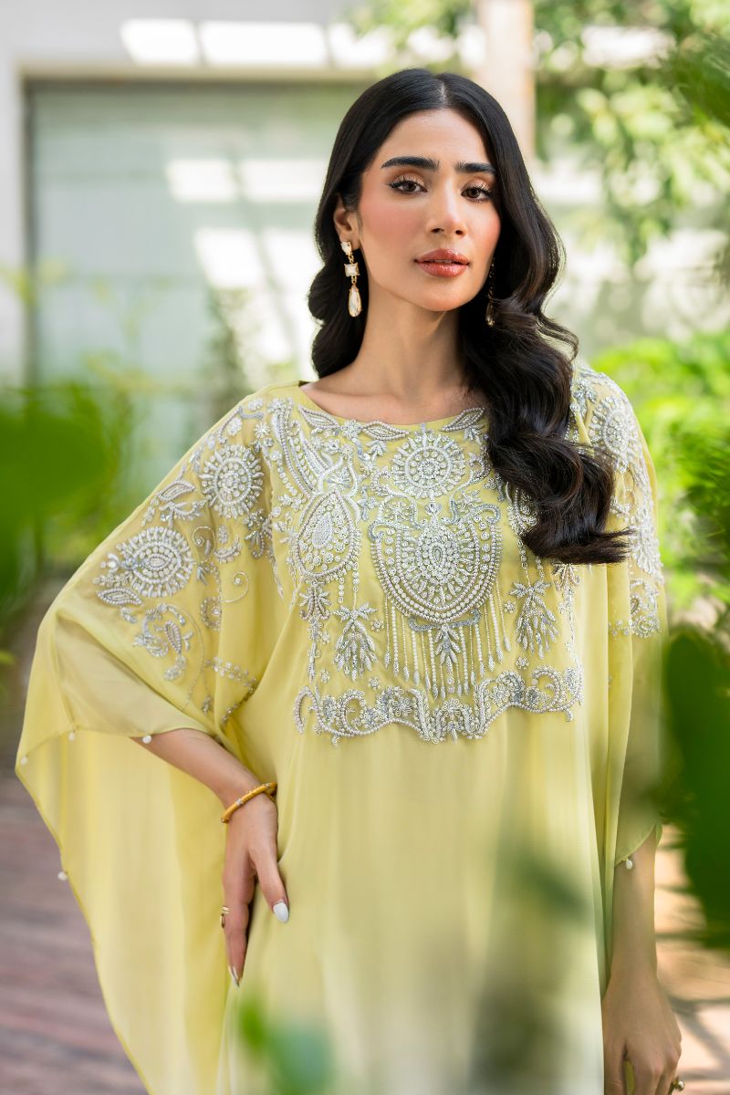 Natasha Kamal - Peridot - shaded kaftan - Georgette with slip of crepe de chin - 2 Piece