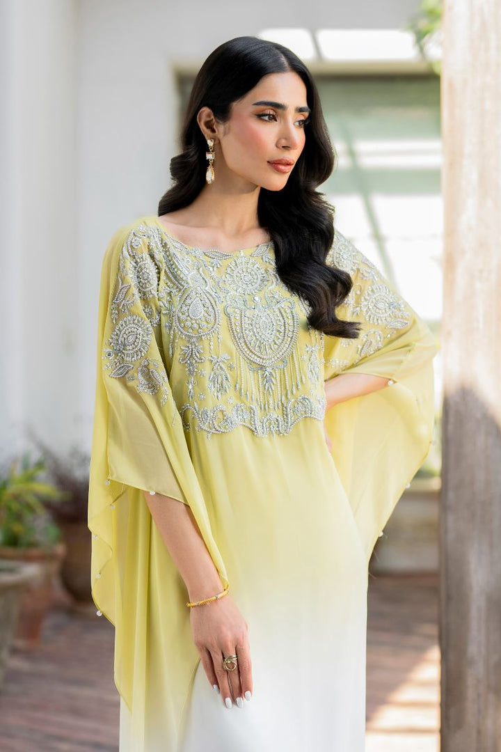 Natasha Kamal - Peridot - shaded kaftan - Georgette with slip of crepe de chin - 2 Piece