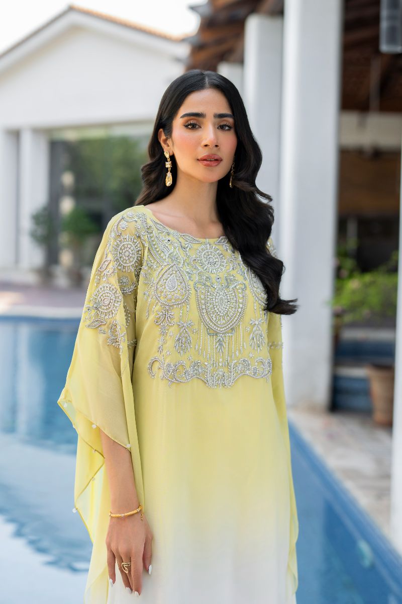 Natasha Kamal - Peridot - shaded kaftan - Georgette with slip of crepe de chin - 2 Piece