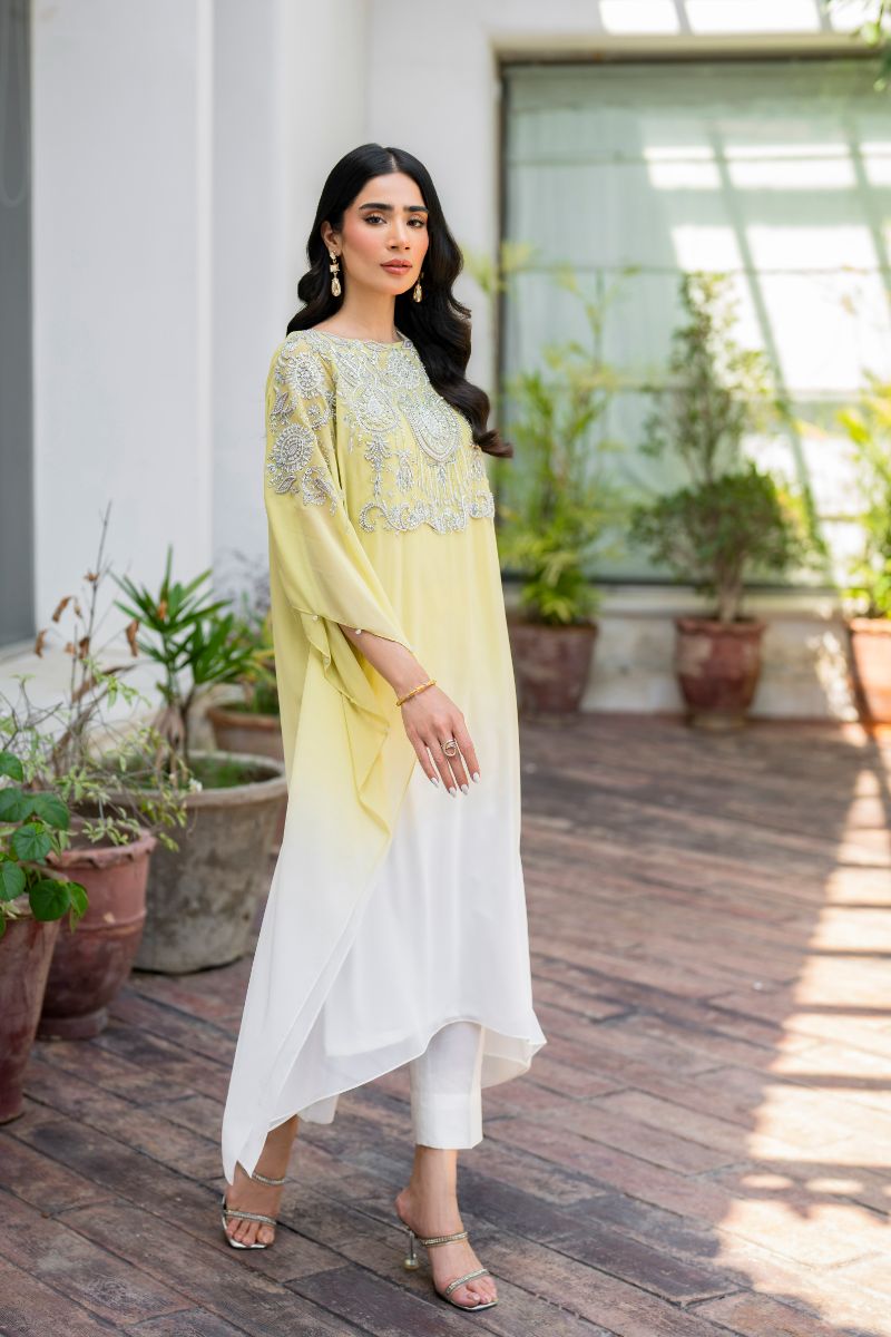 Natasha Kamal - Peridot - shaded kaftan - Georgette with slip of crepe de chin - 2 Piece