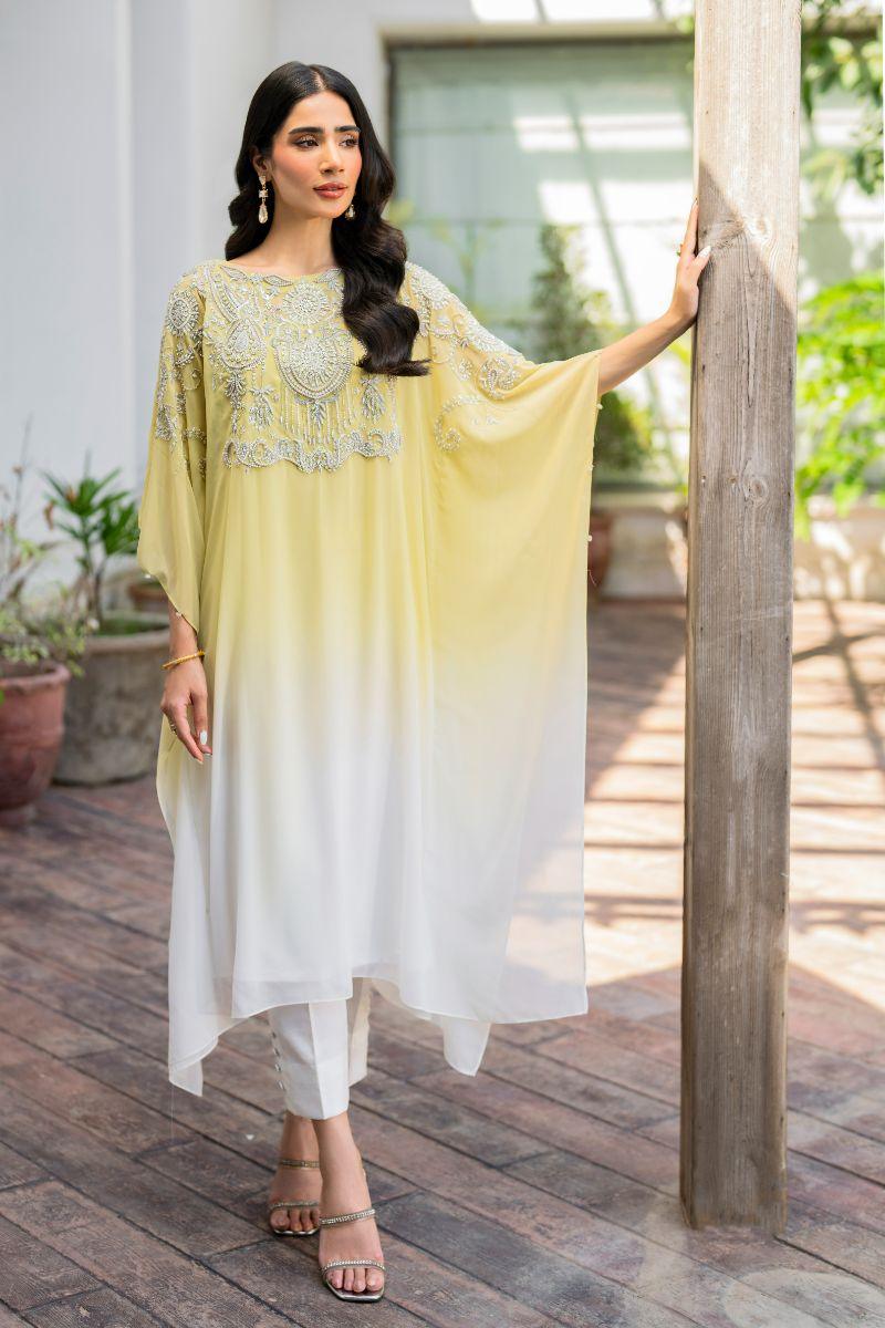 Natasha Kamal - Peridot - shaded kaftan - Georgette with slip of crepe de chin - 2 Piece