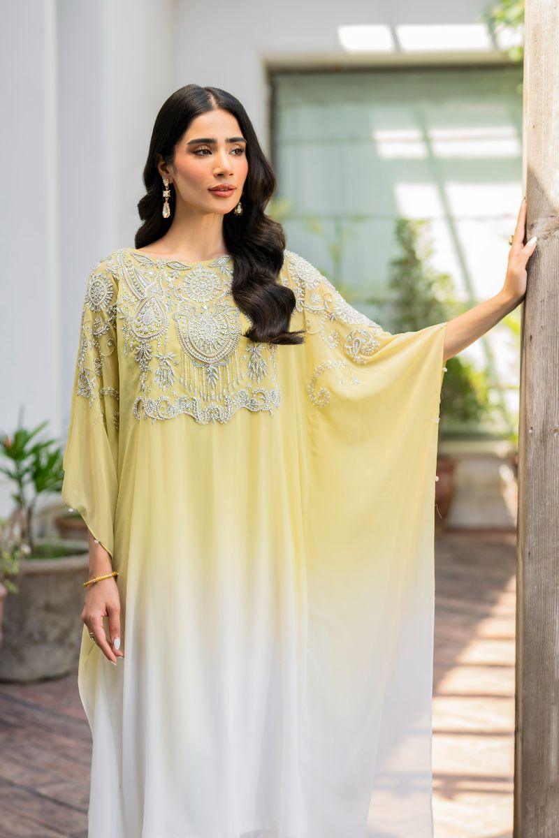 Natasha Kamal - Peridot - shaded kaftan - Georgette with slip of crepe de chin - 2 Piece