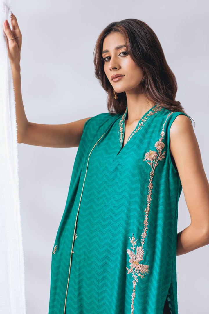 Khayal by Shaista Hasan - Persian Green - Silk Net - 3 Piece