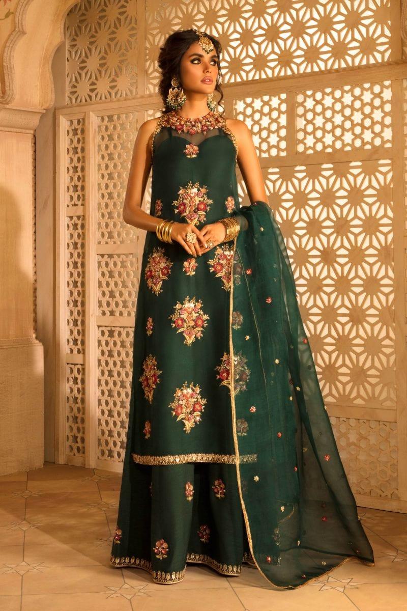 Basit Sipra - RAANI BAAGH II - Organza & Silk - Green - 4 Piece - Studio by TCS