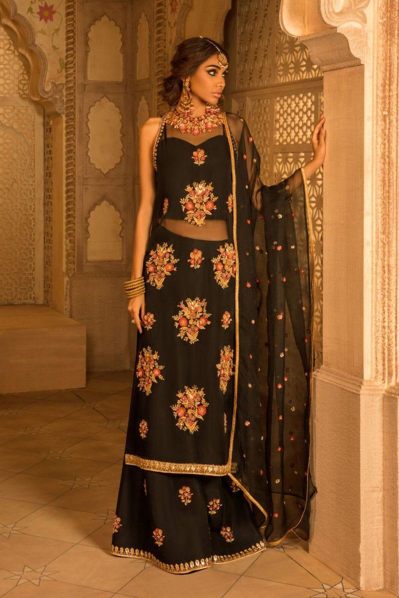 Basit Sipra - RAANI BAGH III - Organza & Silk - Black - 4 Piece - Studio by TCS