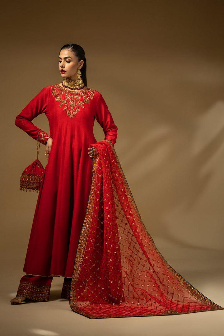 Fozia Khalid - Scarlet Dynasty - Silk - Red - 3 Piece