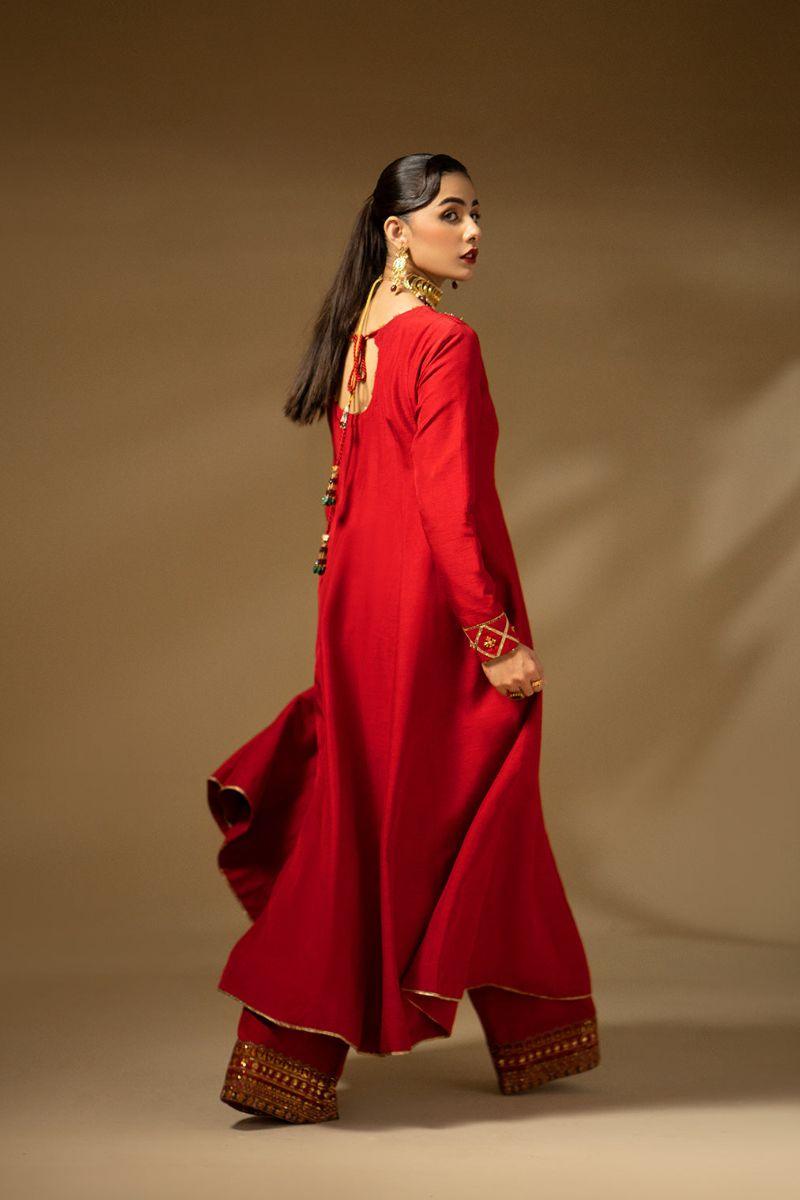 Fozia Khalid - Scarlet Dynasty - Silk - Red - 3 Piece