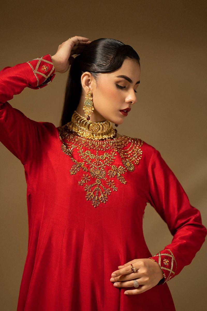 Fozia Khalid - Scarlet Dynasty - Silk - Red - 3 Piece