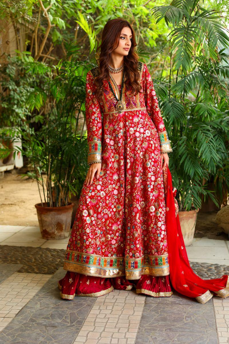 Huma Adnan - Ruby - Chiffon - Red - 3 Piece