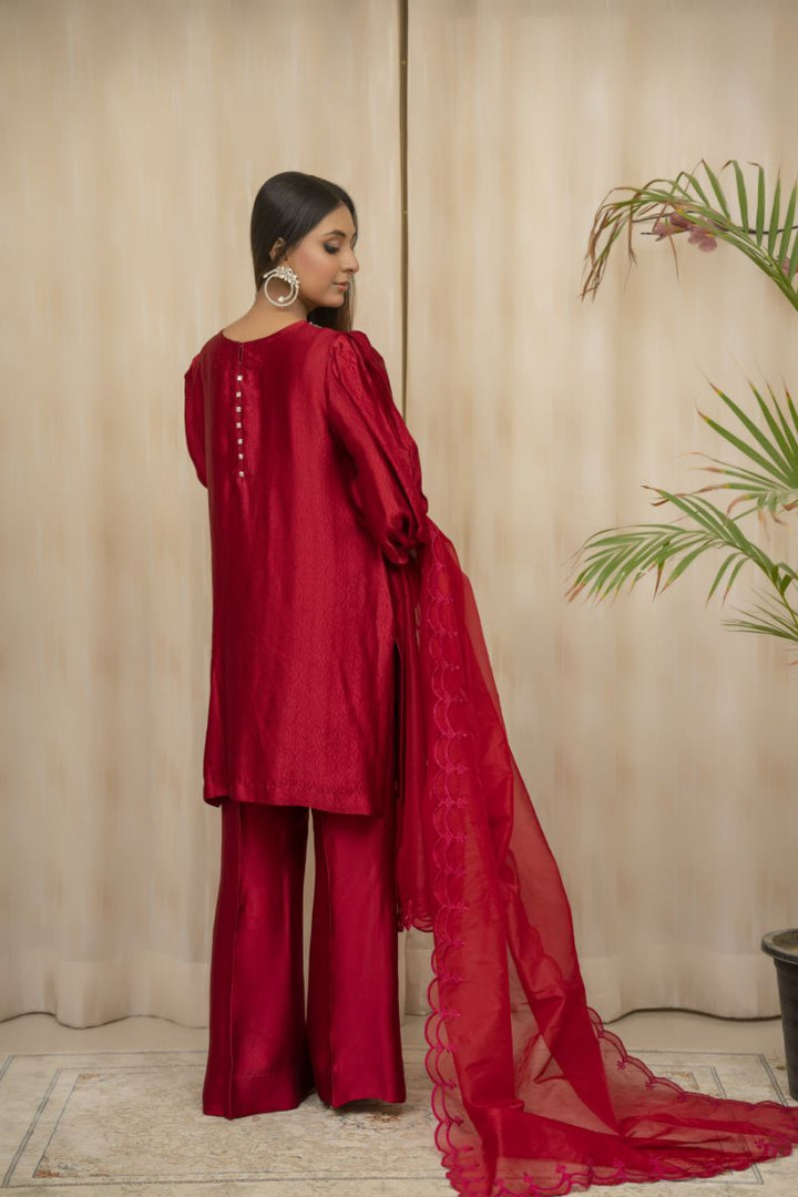 Sadia Aamir - Raina - Maroon - Sheesha Silk - 3 Piece