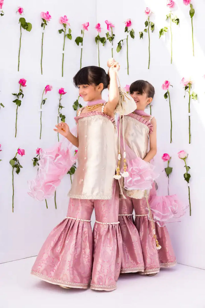 Mia & Mila - Mini Empress - Rose Gold & Pink - Pure Mesuri & Jamawar - 2 Piece