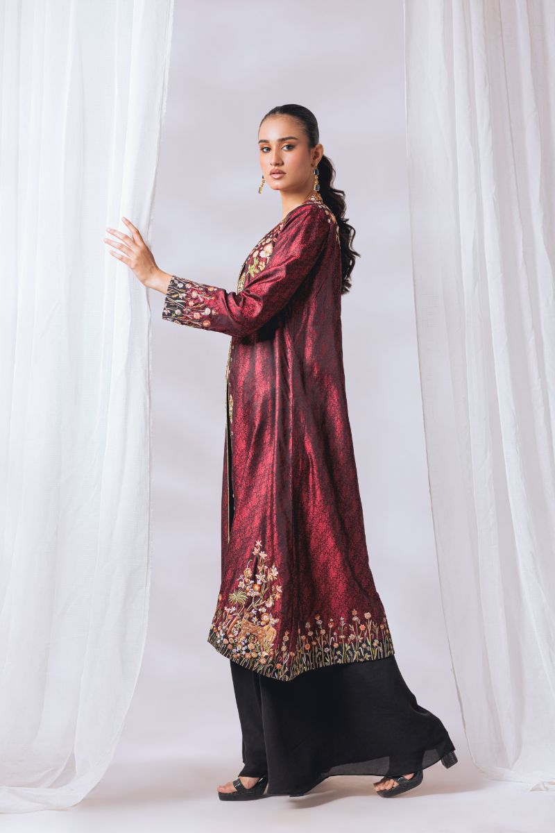 Khayal by Shaista Hasan - Royal ruby - Pure Jamawar - 2 Piece