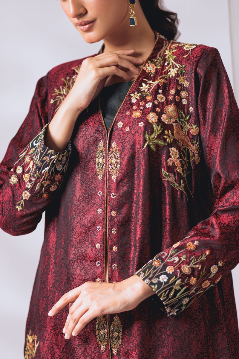 Khayal by Shaista Hasan - Royal ruby - Pure Jamawar - 2 Piece