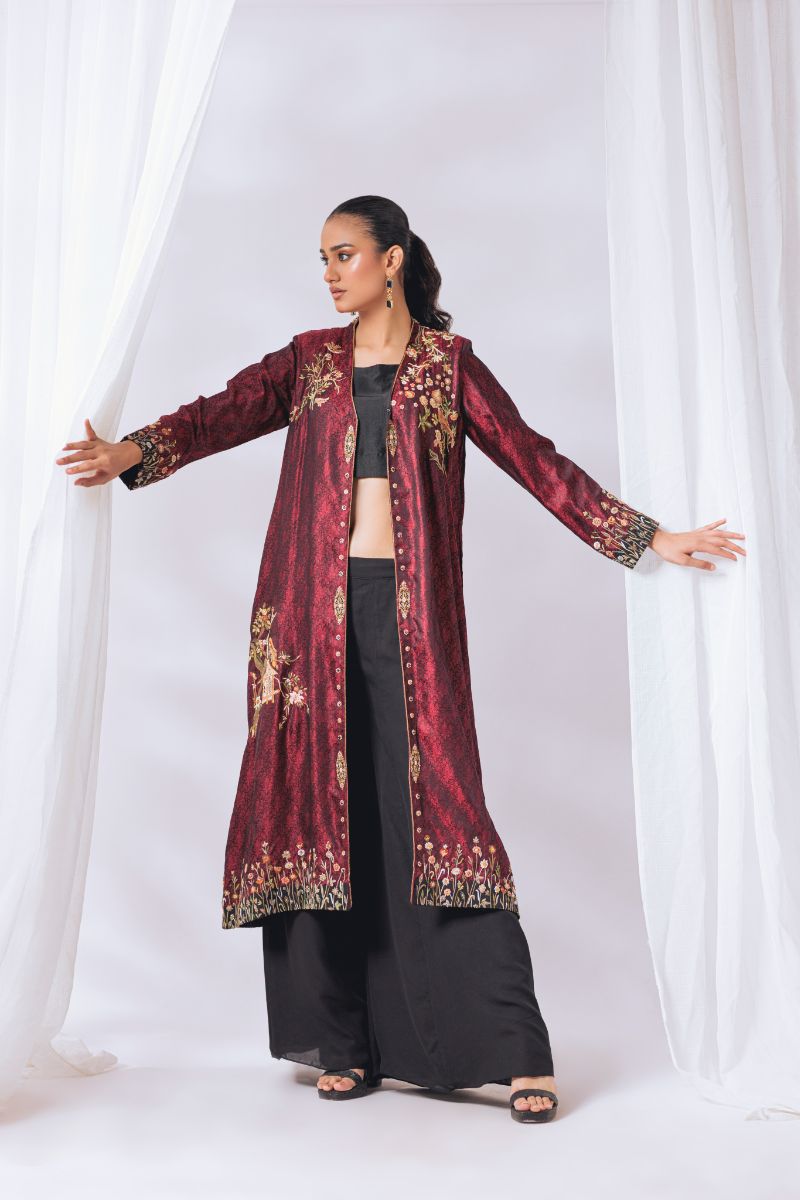 Khayal by Shaista Hasan - Royal ruby - Pure Jamawar - 2 Piece