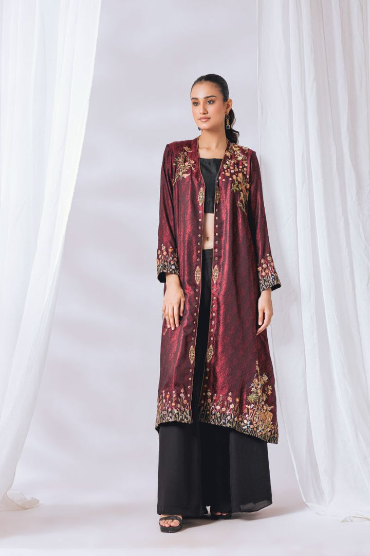 Khayal by Shaista Hasan - Royal ruby - Pure Jamawar - 2 Piece