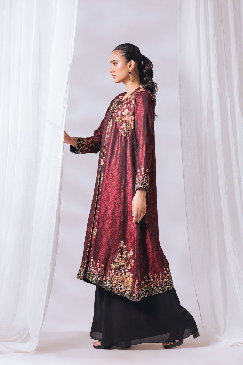 Khayal by Shaista Hasan - Royal ruby - Pure Jamawar - 2 Piece