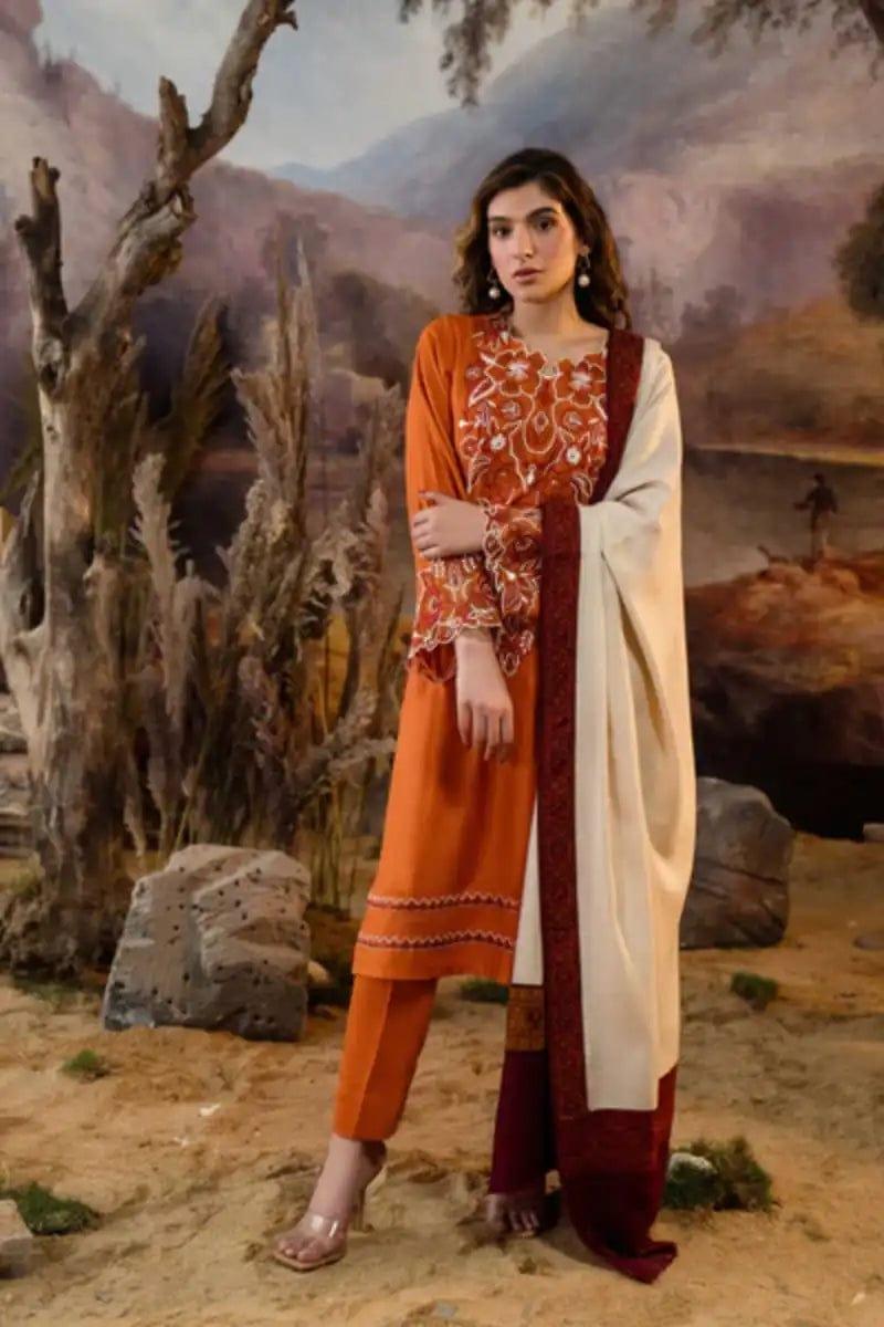 Natasha Kamal - Russet - orange - Silk Karandi - 3 Piece - Studio by TCS