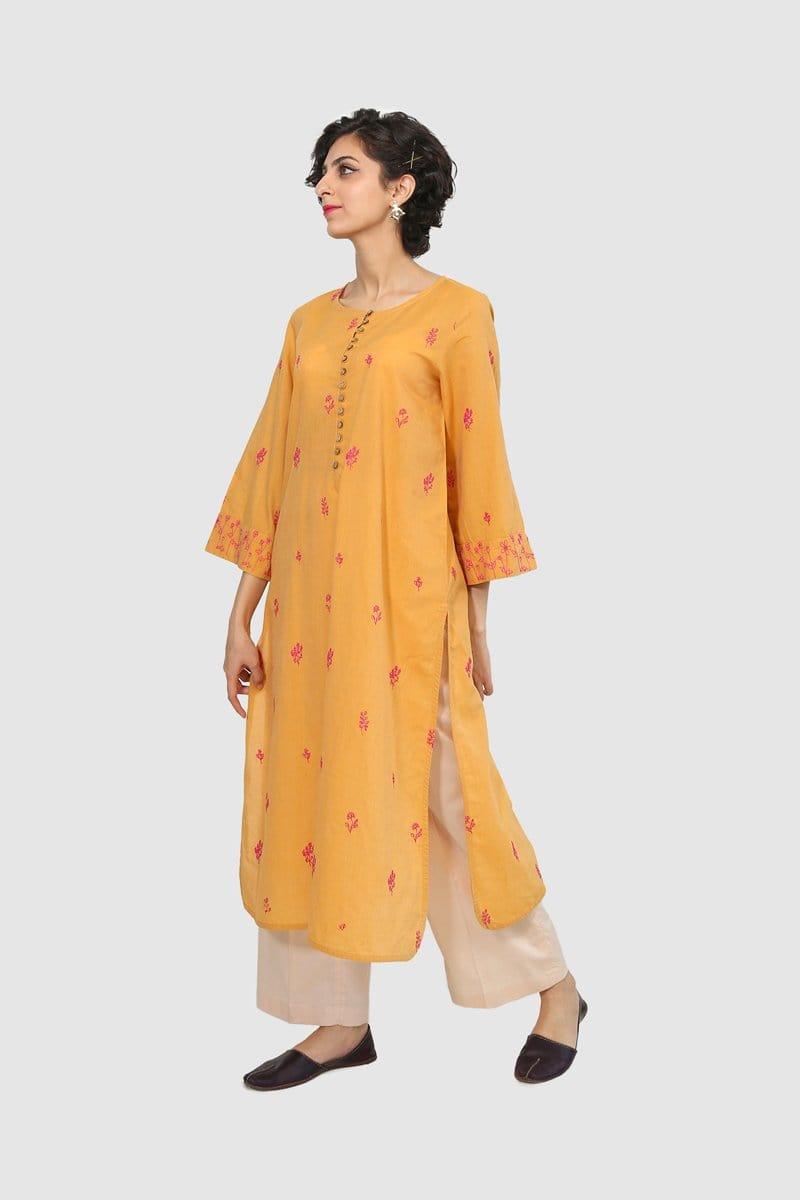 Generation - Yellow Doodling Kurta - 1 PC - Studio by TCS