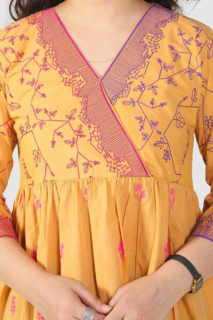 Generation - Yellow Doodling Angrakha Dress - 1 PC - Studio by TCS