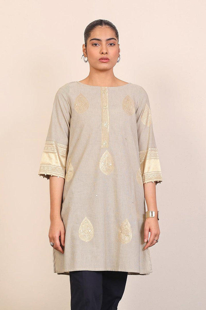 Generation - Peacock Kurta - Beige - Jacquard - 1 Piece