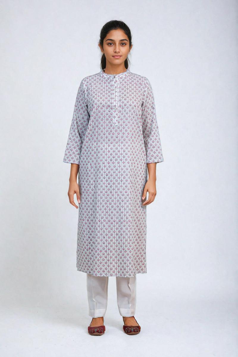 Generation - Peacock Kurta - White - Lawn - 1 Piece