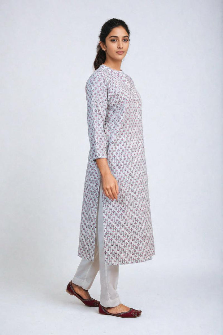 Generation - Peacock Kurta - White - Lawn - 1 Piece