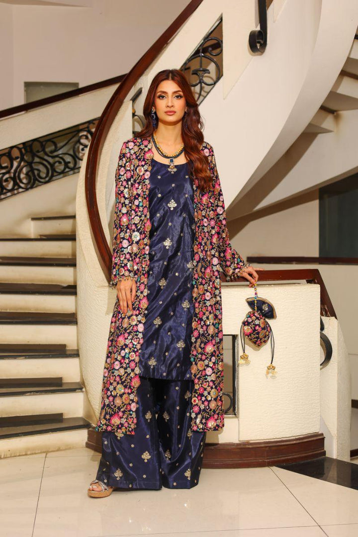 Huma Adnan - Shamla - Chiffon - Blue - 2 Piece