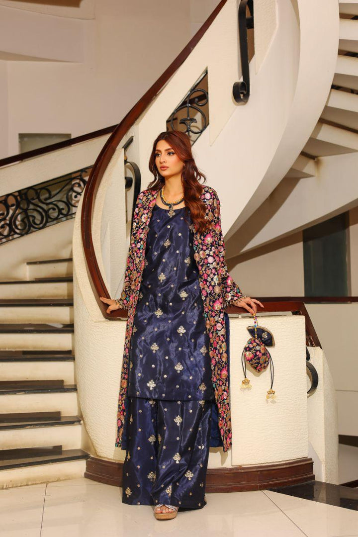 Huma Adnan - Shamla - Chiffon - Blue - 2 Piece