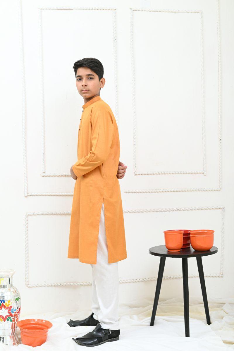 Mom4Little - Mustard - kurta & pajama - Cotton - 2 Piece - M4L-12