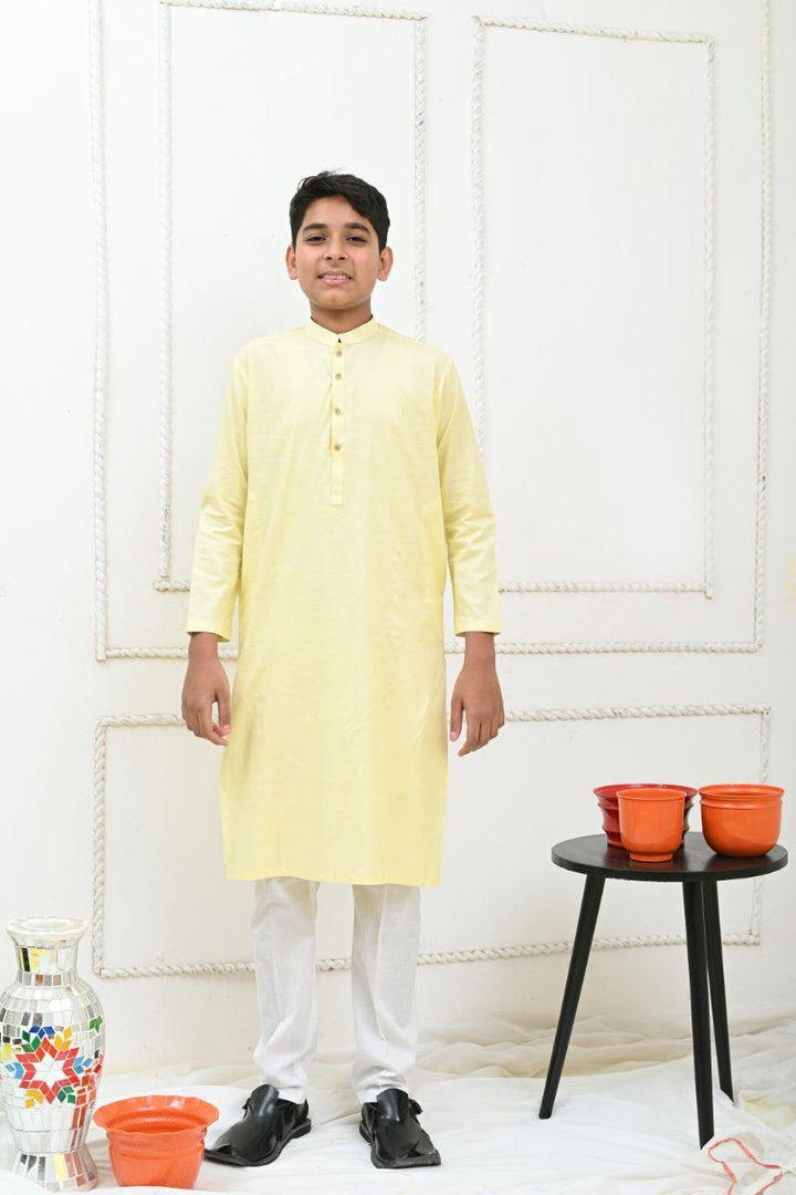 Mom4Little - Powder Yellow - kurta & pajama - Cotton - 2 Piece - M4L-14