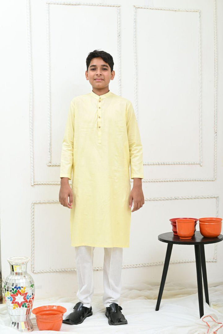 Mom4Little - Powder Yellow - kurta & pajama - Cotton - 2 Piece - M4L-14