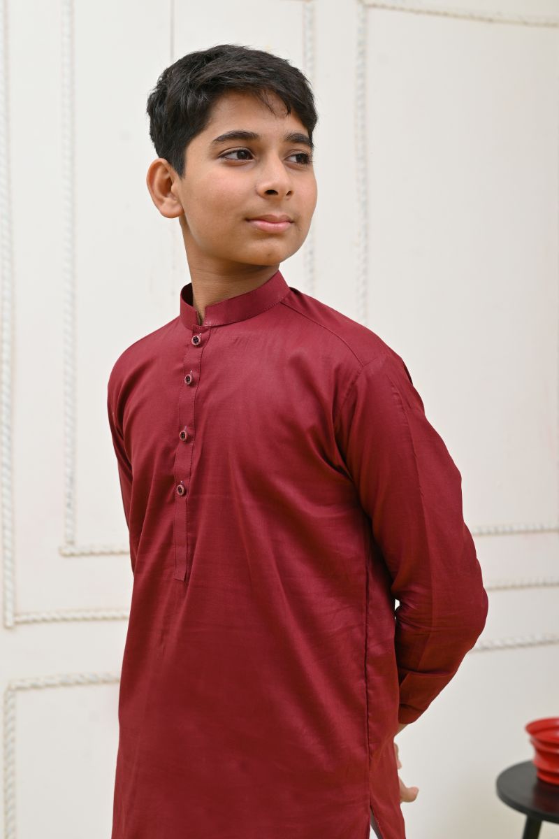 Mom4Little Maroon and White Kurta Pajama