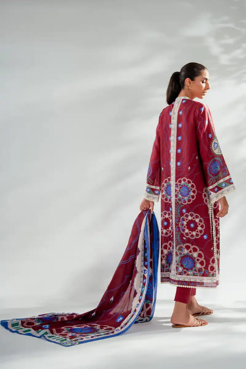 Sania Maskatiya - Samaya (A) - Pure Rawsilk, KhaddiSilk & MediumSilk - Crimson - Shirt, Trouser & Dupatta  - 3 Piece