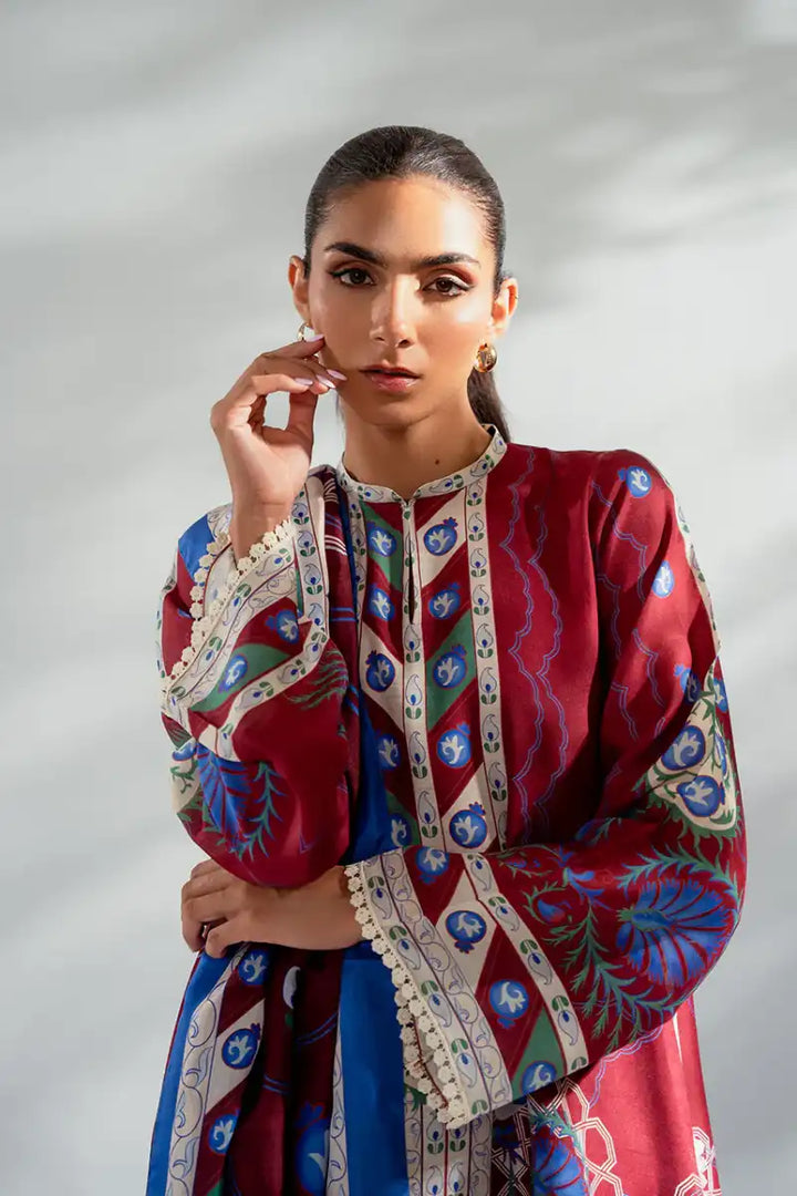 Sania Maskatiya - Samaya (A) - Pure Rawsilk, KhaddiSilk & MediumSilk - Crimson - Shirt, Trouser & Dupatta  - 3 Piece