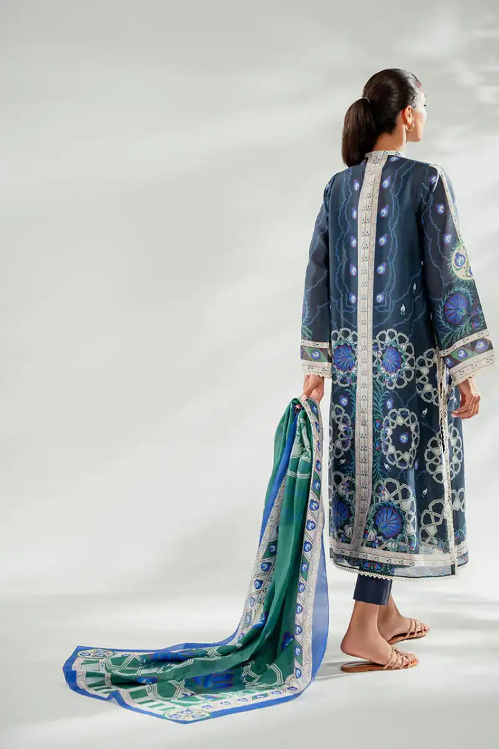 Sania Maskatiya - Samaya (B) - Pure Rawsilk, KhaddiSilk & MediumSilk - Midnight Blue - Shirt, Trouser & Dupatta  - 3 Piece