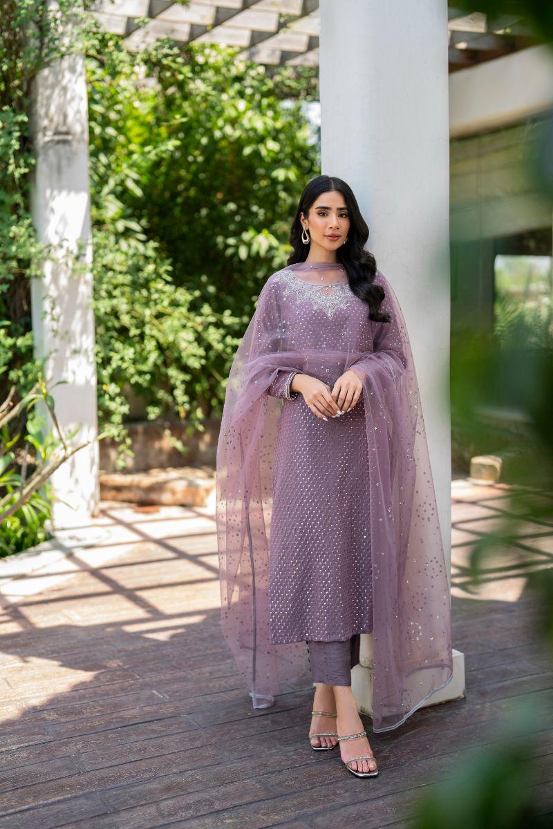 Natasha Kamal - Sangria - mauve - Georgette lined with crepe de chin - 3 Piece