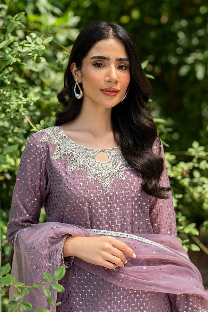 Natasha Kamal - Sangria - mauve - Georgette lined with crepe de chin - 3 Piece