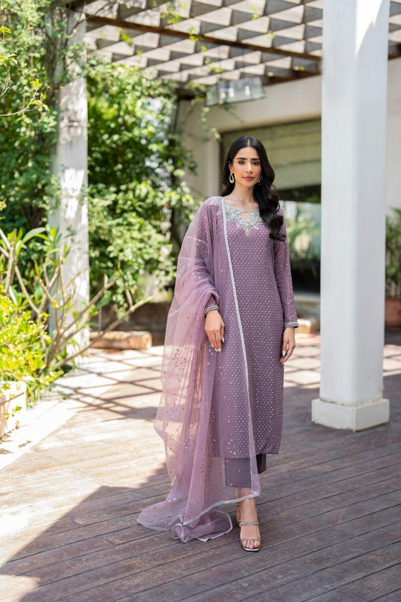 Natasha Kamal - Sangria - mauve - Georgette lined with crepe de chin - 3 Piece