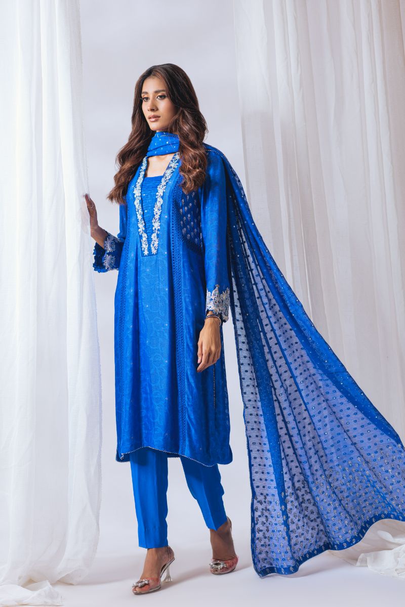 Khayal by Shaista Hasan - Sapphire luxe - Silk Net - 3 Piece