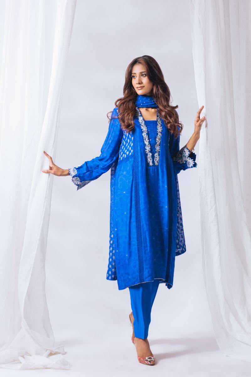 Khayal by Shaista Hasan - Sapphire luxe - Silk Net - 3 Piece