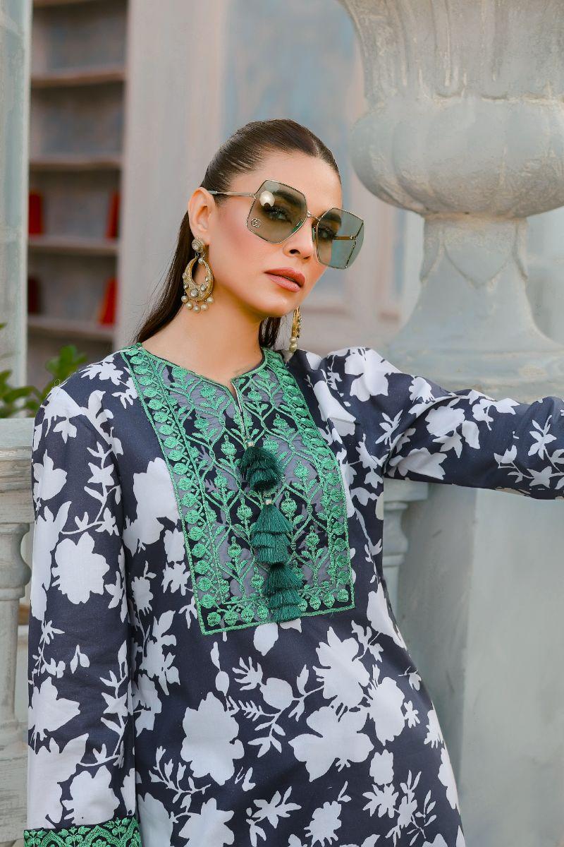 Reema Ahsan - Seline - Lawn & Silk - Black&white - 3 Piece