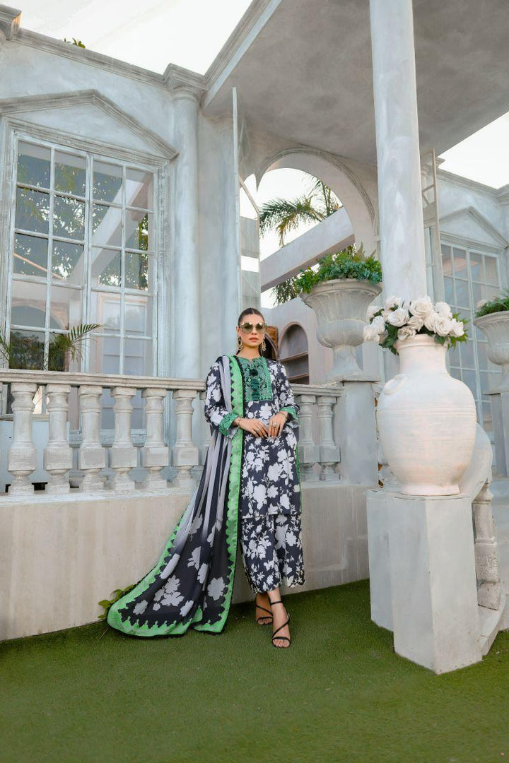 Reema Ahsan - Seline - Lawn & Silk - Black&white - 3 Piece