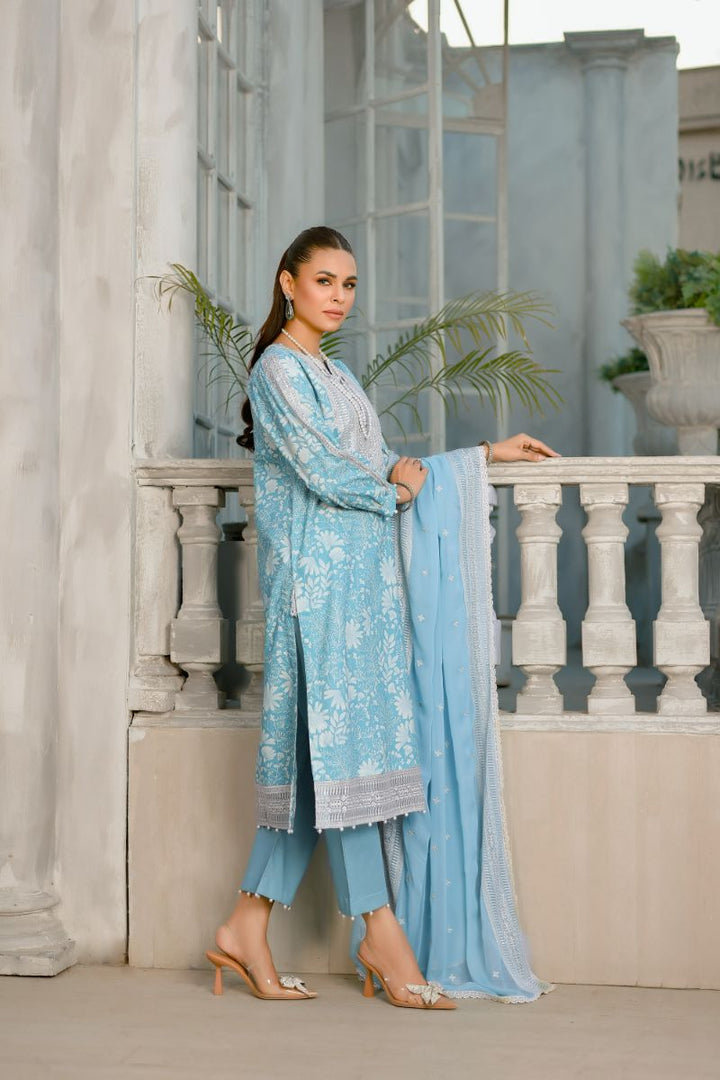 Reema Ahsan - Sibel  - Lawn & Chiffon - Ice blue  - 3 Piece