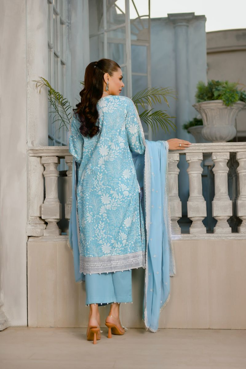 Reema Ahsan - Sibel  - Lawn & Chiffon - Ice blue  - 3 Piece