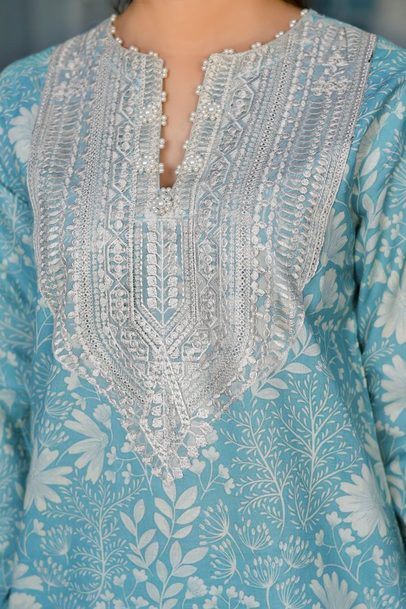 Reema Ahsan - Sibel  - Lawn & Chiffon - Ice blue  - 3 Piece