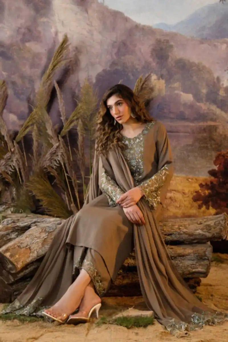 Natasha Kamal - Sol - brown - Silk Karandi - 3 Piece - Studio by TCS